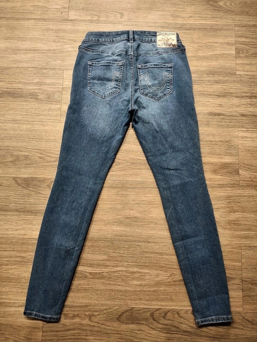 True Religion Jennie Curvy Mid Rise Super Skinny Jeans Waist 26 Blue